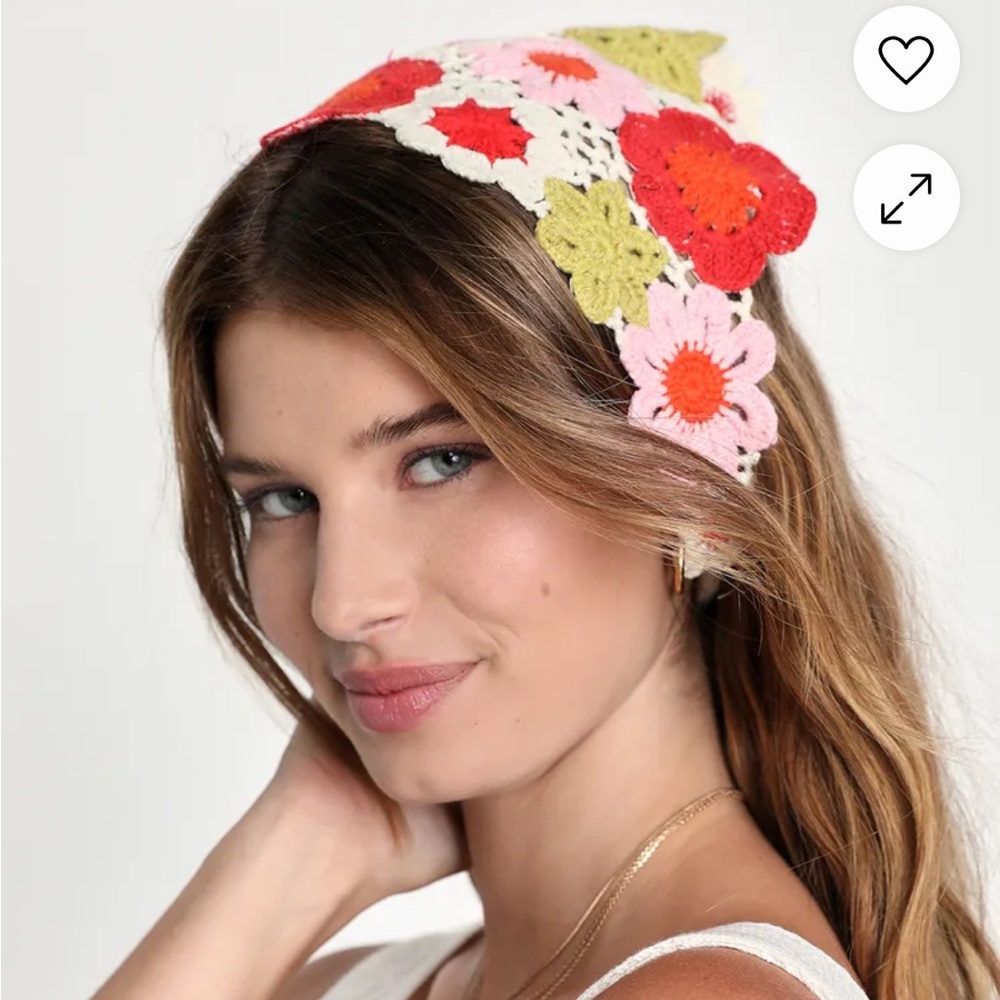 Floral Crochet Headscarf